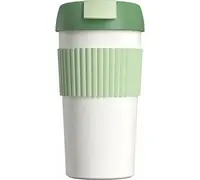 Стакан-непроливайка KissKissFish Rainbow Vacuum Coffee Tumbler (зелёный, белый) S-U45C-186